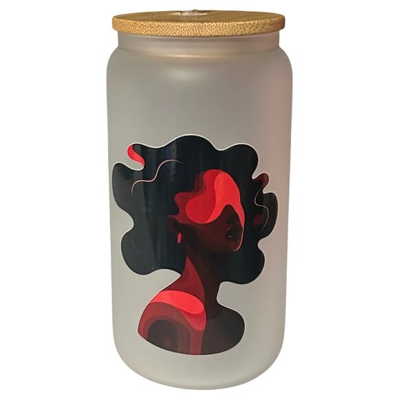 Vibrant Black Woman Frosted Glass #06 - Picture 2 of 3